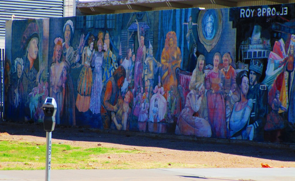 A mural consisting of characters from several different movies.